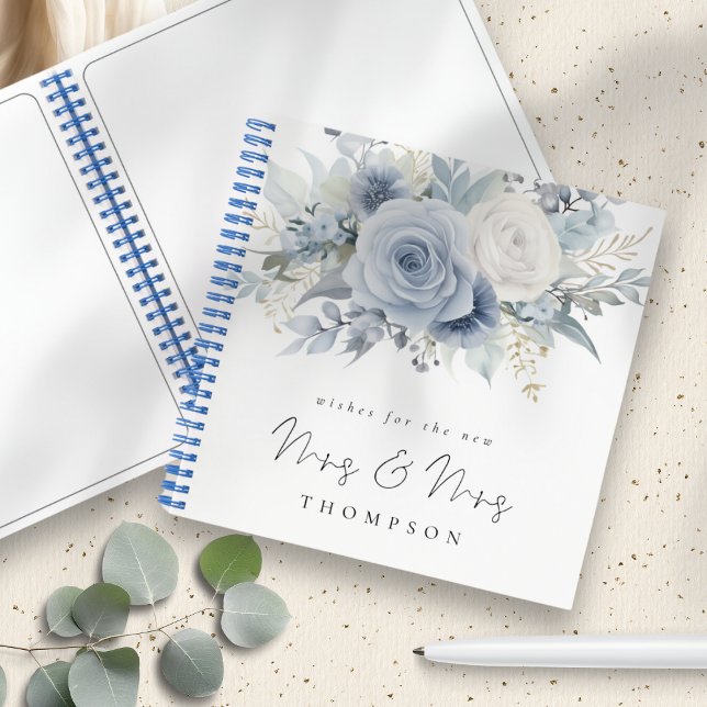 Dusty Blue Florals wünscht neue Mrs. Guest Book Notizbuch (Von Creator hochgeladen)
