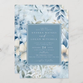 Dusty Blue Flowers | Elegante Garden Wedding Einladung