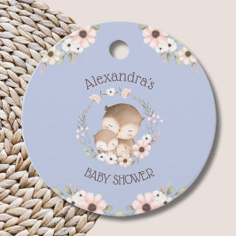 Dusty Blue Flowers Owl Baby Girl Dusche Vielen Dan Geschenkanhänger