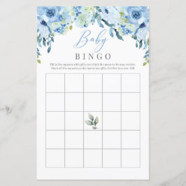 Dusty Blue Flowers Rose Baby Bingo Game