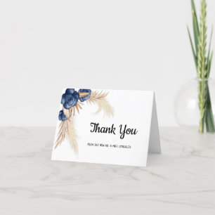 Dusty Blue Flowers und Pampas Wedding Vielen Dank Dankeskarte
