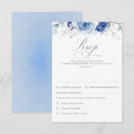 Dusty Blue Flowers Wedding RSVP Karte