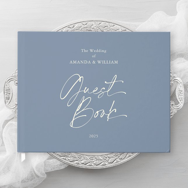 Dusty Blue Foil Wedding Guest Book Gästebuch (Von Creator hochgeladen)