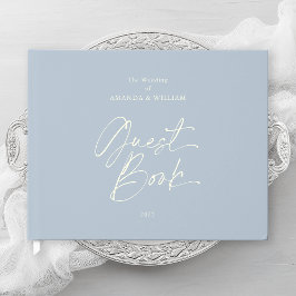 Dusty Blue Foil Wedding Guest Book Gästebuch