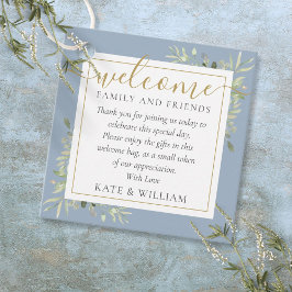 Dusty Blue Foliage Wedding Begrüßungsbeutel Geschenkanhänger