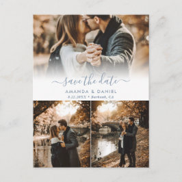 Dusty Blue Foto Collage Wedding speichern das Datu Ankündigungspostkarte