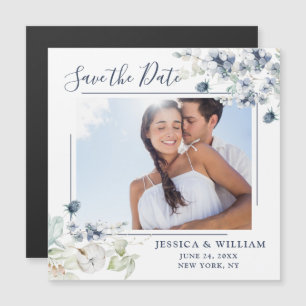 Dusty Blue FOTO Save the Date Magnetkarte