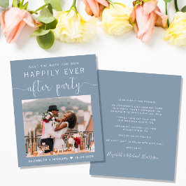 Dusty Blue Foto Wedding Reception Save the Date