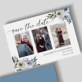 Dusty Blue Foto Wedding Save the Date Elegant