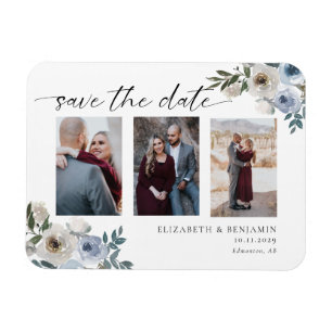 Dusty Blue Foto Wedding Save the Date Elegant Magnet