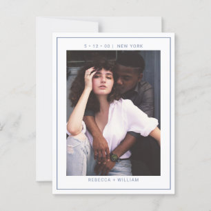 Dusty Blue Foto Wedding Save the Date Postkarte