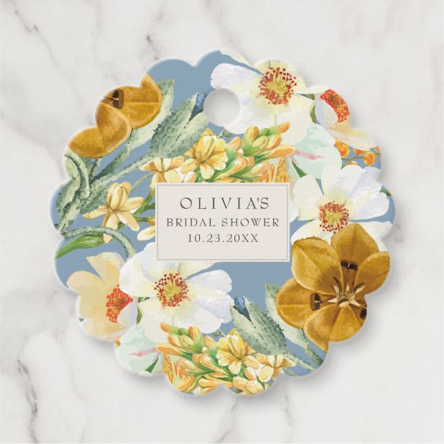 Dusty Blue Garden Blume Frühjahr Brautparty Geschenkanhänger (Vorderseite)