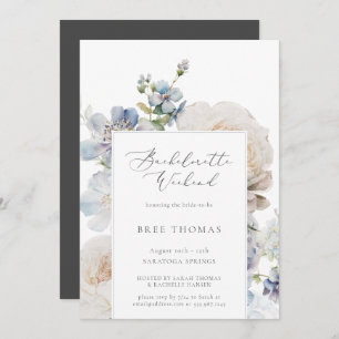 Dusty Blue Garden Floral Bachelorette Einladung