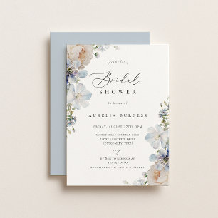 Dusty Blue Garden Floral Brautparty Einladung