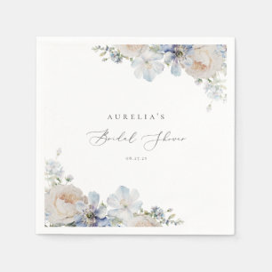 Dusty Blue Garden Floral Brautparty Serviette