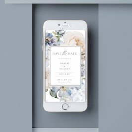 Dusty Blue Garden Floral Foto Save The Date