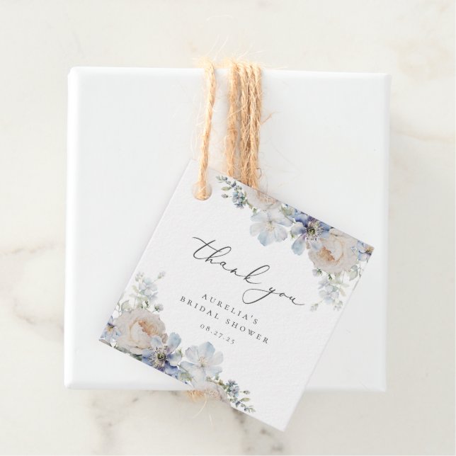 Dusty Blue Garden Floral Vielen Dank Geschenkanhänger (Beispiel)