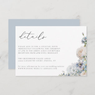 Dusty Blue Garden Floral Wedding Details Card Einladung