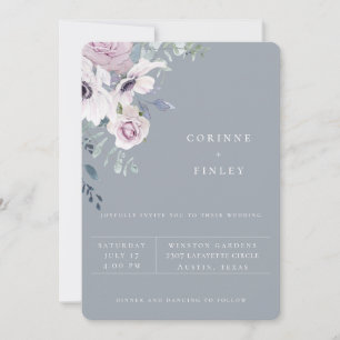 Dusty Blue Garden Floral Wedding Einladung