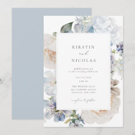 Dusty Blue Garden Floral Wedding Einladung