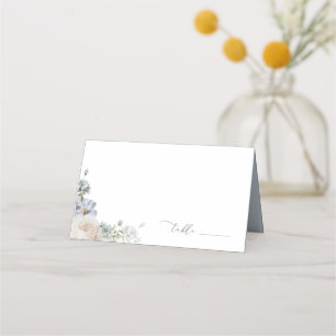 Dusty Blue Garden Floral Wedding Platzkarte