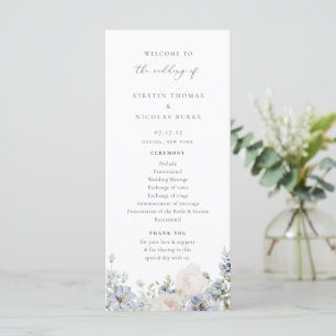 Dusty Blue Garden Floral Wedding Programm