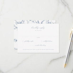 Dusty Blue Garden Floral Wedding RSVP Karte