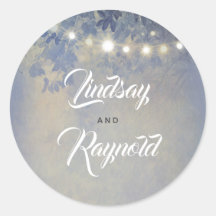 Dusty Blue Garden String Lights Dreamy Wedding