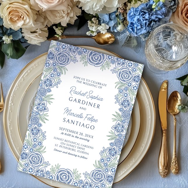 Dusty Blue Garden Summer Wedding Einladung (Von Creator hochgeladen)
