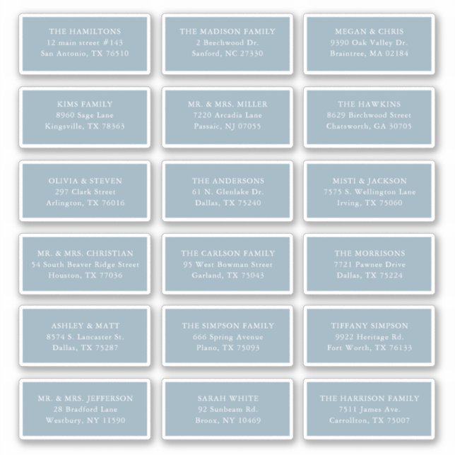 Dusty Blue Gast Empfänger Name Address Shipping Aufkleber (Vorderseite)