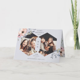 Dusty Blue Geometric Floral | Muttertag des Fotos Karte