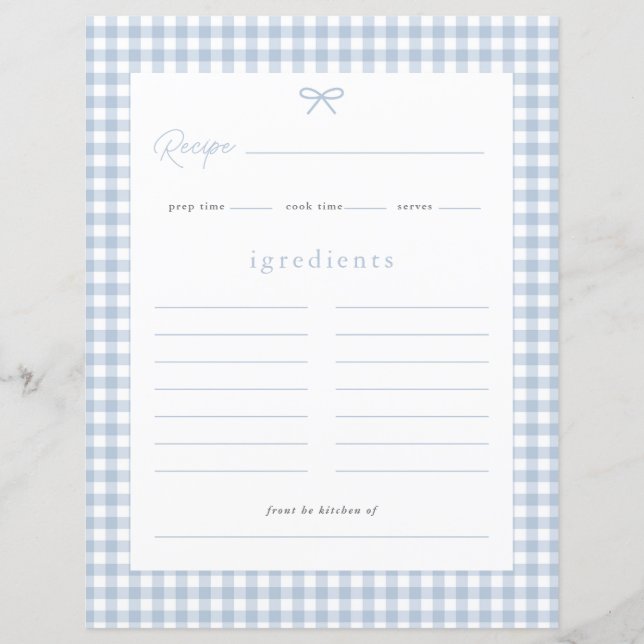 Dusty Blue Gingham Baby Shower Recicard (Vorderseite)