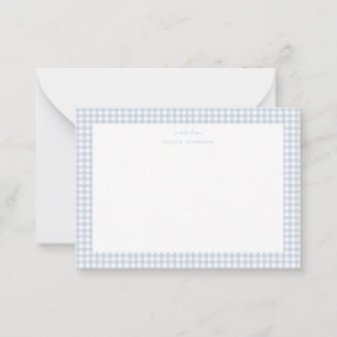 Dusty Blue Gingham Boy Note Card Mitteilungskarte