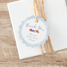 Dusty Blue Gingham Brunch Brautparty Vielen Dank