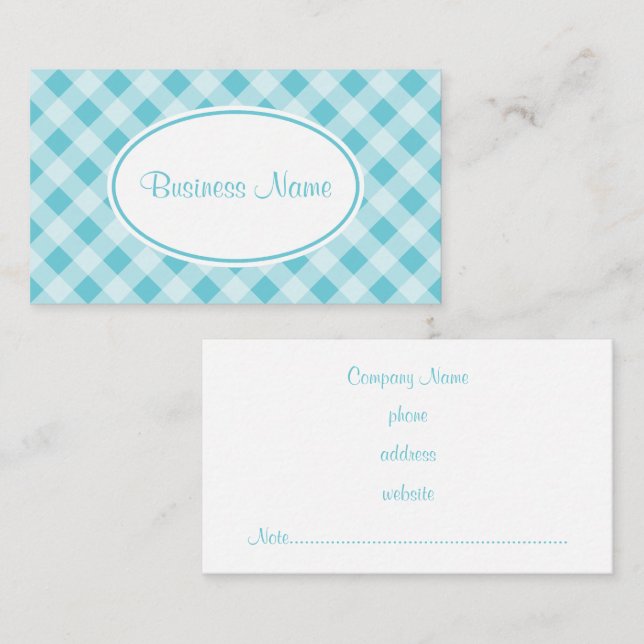 Dusty Blue Gingham Pattern Business Card Visitenkarte (Vorne/Hinten)