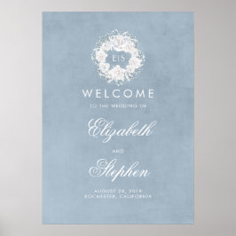 Dusty Blue Gipskraut Wedding Welcome Sign Poster