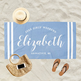 Dusty Blue Girls Weekend Personalisierter Name Strandtuch