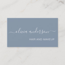 Dusty Blue Girly Simple Hair Makeup Salon Visitenkarte