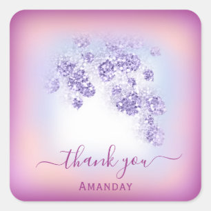 Dusty Blue Glitzer Berry Dankeschön Sweet 16. Quadratischer Aufkleber