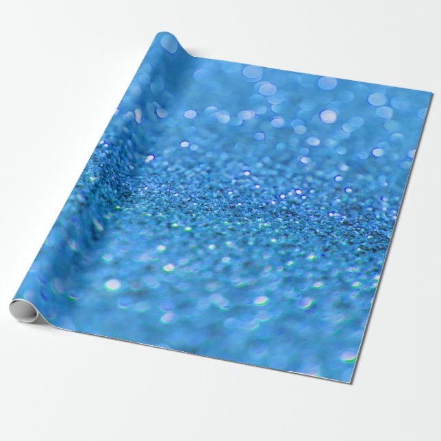 Dusty Blue Glitzer Design Geschenkpapier (Ungerollt)