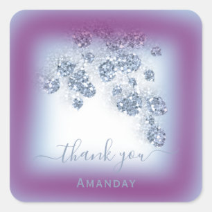 Dusty Blue Glitzer Floral Berry Bridal Sweet 16. Quadratischer Aufkleber
