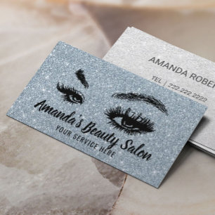 Dusty Blue Glitzer Lashes & Brows Makeup Artist Visitenkarte