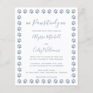 Dusty Blue Glitzer Paw Prints Budget Wedding