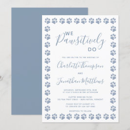 Dusty Blue Glitzer Paw Prints Hochzeitseinladung Einladung