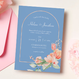 Dusty Blue Gold Arch Boho Einladung zur Hochzeit
