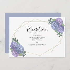 Dusty Blue Gold Floral Geometric Wedding Reception Begleitkarte