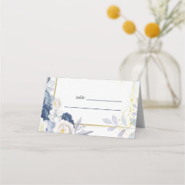 Dusty Blue Gold Floral Wedding Platzkarte