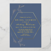Dusty Blue Gold Foil Bridal Dusche Einladung
