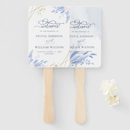 Dusty Blue Gold Geometric Pink Floral Wedding Fächer