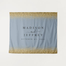 Dusty Blue & Gold Glitzer - Hintergrund für Hochze Wandteppich